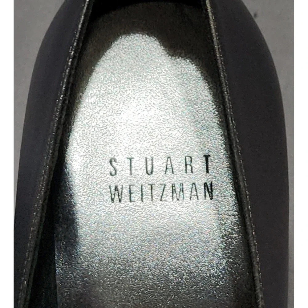 Stuart Weitzman Silver Lace Peep Toe Kitten Heels Evening Pumps Womens 7 M